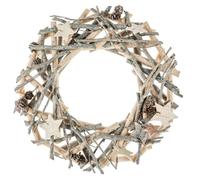 Féérie Lights & Christmas - Couronne de Noël en bois et branches - Diam. 32 cm - Gris
