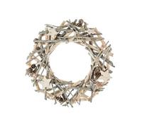 Féérie Lights & Christmas - Couronne de Noël en bois et branches - Diam. 32 cm - Gris - Lodge