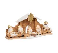 Féérie Lights & Christmas - Crèche de Noël 7 santons en grès et bois