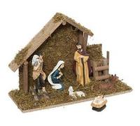 Féérie Lights & Christmas - Crèche de Noël lumineuse 7 santons Marron