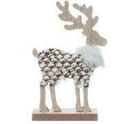 Féérie Lights & Christmas - Décoration à poser en bois Renne avec fourrure - Marron - Lodge Marron