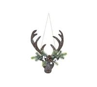 Féérie Lights & Christmas - Décoration de Noël à suspendre Tête de renne - Hauteur 35 cm - Marron et vert G