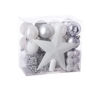 Féérie Lights & Christmas - Kit Décoration pour sapin de Noël - 44 Pièces - Blanc et gris Gris G