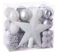 Kit Déco Pour Sapin De Noël - 44 Pièces - Blanc Et Gris Multicolore