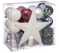 Féérie Lights & Christmas - Kit Décoration pour sapin de Noël - 44 Pièces - Blanc, vert, bleu et argent - Marc en terre sauvage Blanc