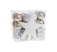 Féérie Lights & Christmas - Kit Décoration pour sapin de Noël - 44 Pièces - Taupe, argent et gris - Dis maman Taupe G