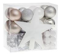 Féérie Lights & Christmas - Kit Décoration pour sapin de Noël - 44 Pièces - Taupe, argent et gris