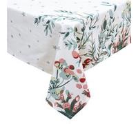Féérie Lights & Christmas - Nappe de Noël rectangulaire motifs branches et étoiles - 140 x 360 cm Blanc