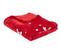 Féérie Lights & Christmas - Plaid de Noël motif Merry Christmas - 130 x 180 cm - Rouge Rouge