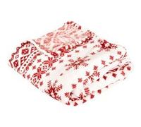 Féérie Lights & Christmas - Plaid de Noël motif Scandinave - 130 x 180 cm - Rouge