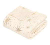 Féérie Lights & Christmas - Plaid de Noël motifs étoiles dorées - 130 x 180 cm - Ivoire