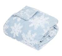 Féérie Lights & Christmas - Plaid de Noël motifs flocons - 130 x 180 cm - Bleu