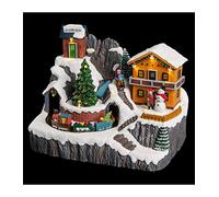 Déco Noël chalet montagne piles lumineux animé musical