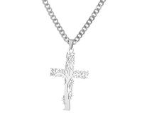 FEERIES ET MERVEILLES Collier avec Pendentif Croix Arbre de Vie, Chaîne en Acier Inoxydable Doré, Style Chrétien, collier croix chrétienne