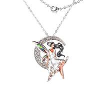 FÉERIES ET MERVEILLES COLLIER FEE LOUNA sur Cristal Blanc autrichien, FIGURINE FEE, STATUETTE FEE, FAIRY