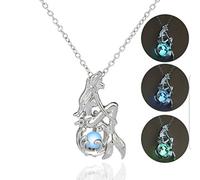 FÉERIES ET MERVEILLES COLLIER SIRÈNE AVEC PERLE PHOSPHORESCENTE, STATUETTE SIRENE (ARGENT SILVER) - FIGURINE SIRENE