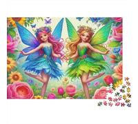 Fées de Fleurs Jumelles 1000 Pièces Puzzle pour Adultes Jeu Stimulant Puzzle Anti-Stress Cultiver l'esprit D'équipe Cadeaux pour Adultes 300pcs (40x28cm)