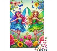 Fées de Fleurs Jumelles 1000 Pièces Puzzle pour Adultes Jeux Éducatifs Divertissement Apaisant Cultiver l'esprit D'équipe Cadeaux pour Adultes 300pcs (40x28cm)