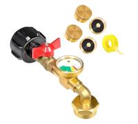 Feeshoppher Adaptateur de recharge de propane 90 degrés en laiton avec valve de commande et manomètre phosphorescent pour remplissage de réservoir de 9 kg à 0,5 kg
