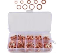 Feeshoppher Assortiment de rondelles plates en cuivre 50/100/120 pièces avec boîte de rangement compatible avec vis, boulons, écrous M4-M14 (120 feuilles d'aluminium)