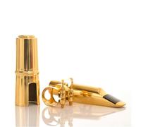 Feeshoppher Bec professionnel pour saxophone ténor en métal avec ligature et capuchon, accessoire d'instrument en laiton doré pour une meilleure tonalité et résonance