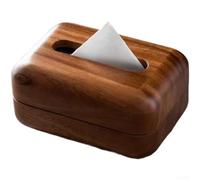 Feeshoppher Boîte à mouchoirs en bois finition noyer massif avec couvercle sécurisé, boîte de rangement décorative moderne minimaliste pour salle de bain, salon, chambre à coucher, bureau, café