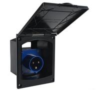 Feeshoppher Boîte de prise d'alimentation pour caravane, camping-car, remorque, prise murale d'extérieur 220 V-250 V 16 A avec couvercle (noir)