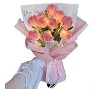 Feeshoppher Bouquet de tulipes fait à la main - Kit de matériaux pour loisirs créatifs - Fleurs artificielles personnalisées avec papier plastique et métal - Fournitures florales rose, bleu et violet