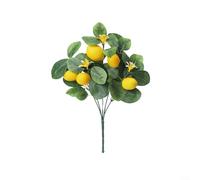 Feeshoppher Branche de citron artificielle avec 5 citrons, tige d'agrumes réaliste de 30 cm avec feuilles vertes et fleurs, pic de fruits artificiels en soie pour comptoir de cuisine, table à manger