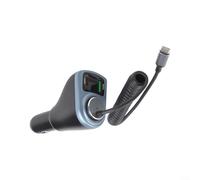 Feeshoppher Chargeur de voiture extensible 3 en 1 avec affichage numérique de la tension, sortie totale 48 W (30 W USB-C + 18 W .0), pour véhicules 12 V - 24 V, boîtier en alliage, bleu/gris (bleu)