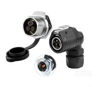 Feeshoppher Connecteur de fil LP-20 2-4 broches étanche à 90° avec design à angle droit, IP68 IPX9K, prend en charge 20 A 500 V pour câbles de 2,5 à 4,0 mm² 14-12 AWG, contact en alliage de cuivre