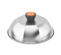 Feeshoppher Couvercle dôme en acier inoxydable pour wok - 22,6 cm - Couvercle rond pour cuisson à la vapeur et plaque de cuisson - Conservation de la chaleur et amélioration des saveurs - Style four