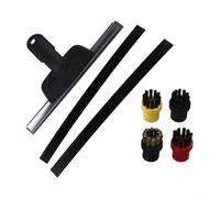 Feeshoppher Ensemble d'accessoires pour nettoyeur vapeur Karcher compatible avec 1 2 3 4 5 avec raclette à vapeur et brosse ronde pour fenêtres, miroirs, carreaux, tapis, tissus d'ameublement