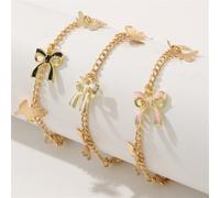 Feeshoppher Ensemble de trois bracelets en alliage avec nœud - Accessoires élégants et réglables pour femme - Accessoires pour fête, banquet, danse, plage, rendez-vous galant, bijoux tendance - Chaîne