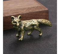 Feeshoppher Figurine de renard miniature en laiton massif pour décoration d'intérieur, faite à la main en cuivre avec finition lisse, 2,9 x 5 cm, petite colle décorative
