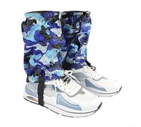 Feeshoppher Guêtres de ski courtes unisexes imperméables pour randonnée, trekking, raquettes avec bandes élastiques réglables et boucles en plastique, légères et respirantes (bleu foncé)