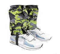 Feeshoppher Guêtres de ski courtes unisexes imperméables pour randonnée, trekking, raquettes avec bandes élastiques réglables et boucles en plastique, légères et respirantes (vert)