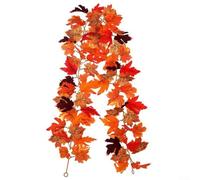 Feeshoppher Guirlande de feuilles d'automne artificielles de 1,5 m, vigne d'érable réaliste avec feuilles rouges, jaunes et vertes pour cheminée, décoration de fête de mariage, décoration d'automne à