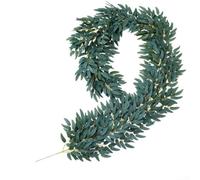 Feeshoppher Guirlande de feuilles de vigne artificielles réalistes de 2 m pour arche de mariage, centre de table, décoration de maison, jardin, fête, feuillage en plastique souple, 200 cm (gris blanc)
