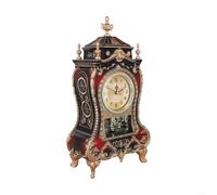 Feeshoppher Horloge de table analogique de style vintage avec carillon musical horaire, design mural pour salon, chambre, bureau ou étude, mode nuit silencieuse avec plastique élégant (marron + rouge)