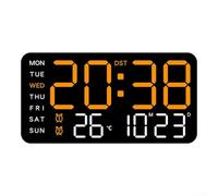 Feeshoppher Horloge murale numérique LED avec affichage de la date, de la semaine, de la température, alarme vocale, boîtier en plastique, cinq niveaux de réglage de la luminosité, alimentation par