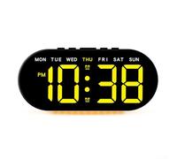 Feeshoppher Horloge numérique LED multifonction avec affichage de la température, de la date, de la semaine, deux alarmes, option snooze, luminosité réglable, conçue pour être suspendue au mur ou