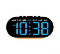 Feeshoppher Horloge numérique LED multifonction avec affichage de la température, de la date, de la semaine, deux alarmes, option snooze, luminosité réglable, conçue pour être suspendue au mur ou