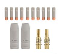 Feeshoppher Kit de buse de torche de soudage 14 pièces pour chalumeau de soudage MIG sans gaz 15AK avec revêtement isolé, buses de protection conductrices et tiges de connexion pour réparation