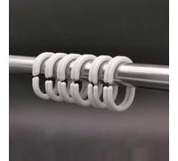 Feeshoppher Lot de 12 anneaux de rideau de douche en plastique blanc avec design en forme de C pour un glissement facile sur le rail de salle de bain, matériau en silicone flexible, résistant à la