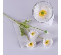 Feeshoppher Lot de 2 fleurs artificielles en soie à longue tige pour arrangement de vase de table, bouquet de mariage, décoration de jardin, décoration florale réaliste avec coco vive (blanc)