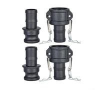 Feeshoppher Lot de 2 raccords de verrouillage à came de 3,8 cm - Coupleur femelle C et adaptateur de tuyau mâle - Construction en polypropylène noir pour un transfert de liquide industriel sécurisé