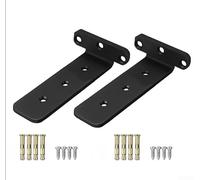 Feeshoppher Lot de 2 supports muraux en acier laminé à froid pour étagère à angle droit avec montage encastré pour bibliothèque, meuble TV et pièce (noir)