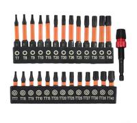 Feeshoppher Lot de 26 embouts de tournevis en forme d'étoile solides et creuses T7 à T40 en alliage d'acier de 25 mm et 50 mm de longueur avec tige hexagonale de 10,2 cm et adaptateur d'embout de 75