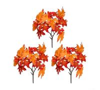 Feeshoppher Lot de 3 branches de feuilles d'érable artificielles avec baies et pommes de pin, tiges de feuillage d'automne en soie pour décoration d'intérieur, arrangements floraux, couronnes et